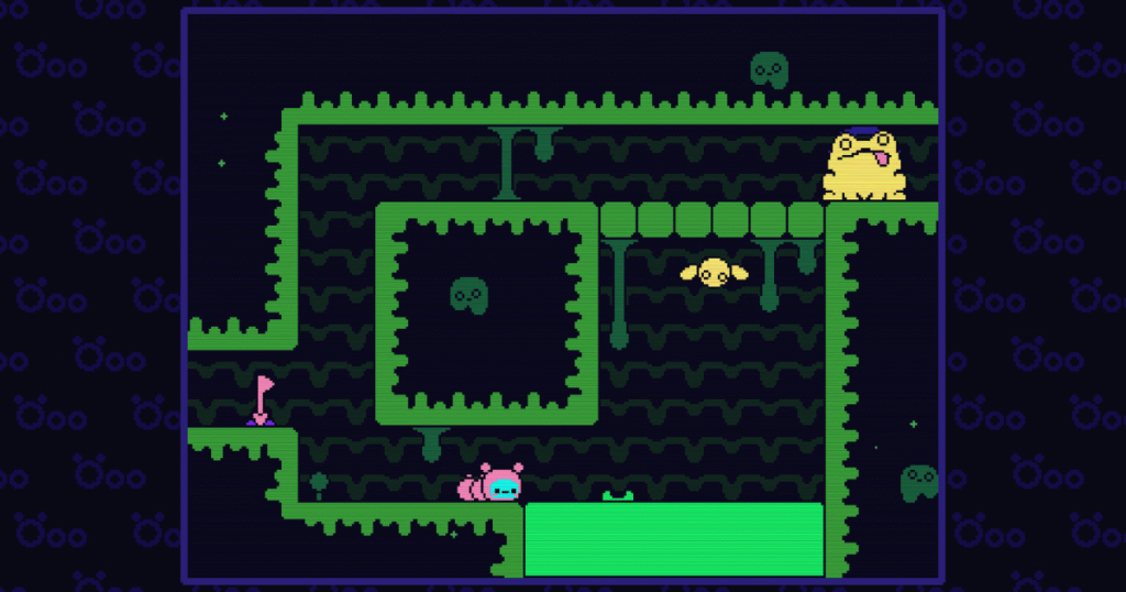 Öoo: il bruco protagonista usa una bomba per superare un ostacolo